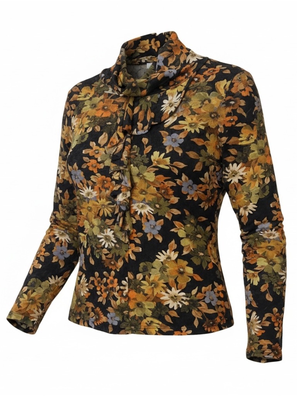 Vintage Y2K Miss Sixty Black Floral Long-Sleeve Mesh Top, Size 10, EUC
